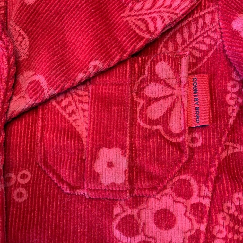 COUNTRY ROAD Vintage Paisley Jacket Girls 3 3T Red Pink Corduroy Boho Hippy 70's - Picture 4 of 7